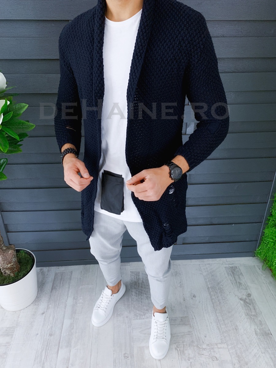 Cardigan barbati bleumarin slim fit zr t3557 81-2